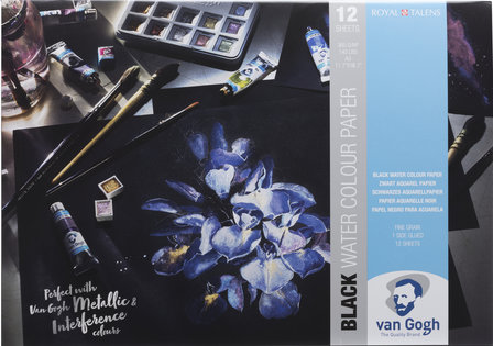 Van Gogh Zwart aquarelpapier 1-zijdig gelijmd 12 vellen 360 gram A3