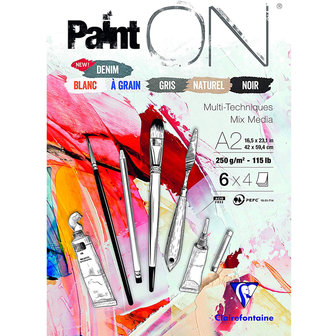 A2 Paint&#039;ON Demin + 5 andere tinten 6 x 4 vellen 250 grams van Clairefonaine