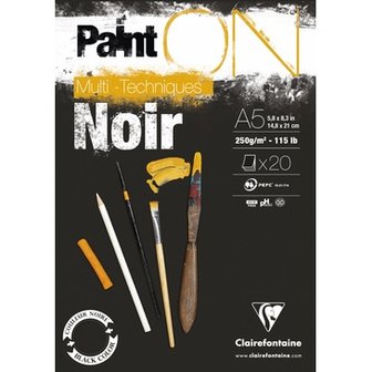 A5 Paint&#039;ON Zwart 20 vellen 250 grams van Clairefonaine