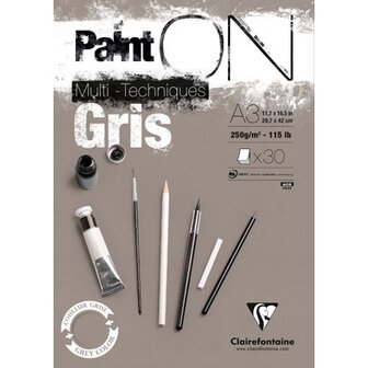 A3 Paint&#039;ON Gris / Grijs 30 vellen 250 grams van Clairefonaine