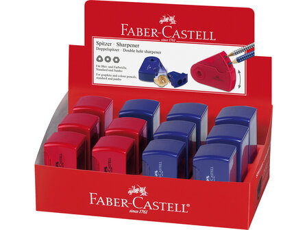 puntenslijper Faber-Castell &quot;Sleeve&quot; rood/blauw 2 gaats