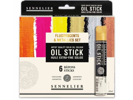 Starter set met 6 Fluorescents en Metallics Oil Sticks van Sennelier