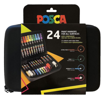 Posca luxe etui met 24 stuks Acrylmarkers