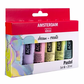 6 x 20 ML Pastel kleuren set Amsterdam Standard Series Acrylverf