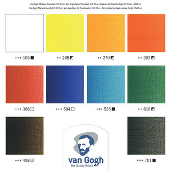 Combi Set 10 x 20 ml Van Gogh Olieverf van Royal Talens + accessoires