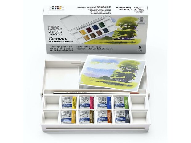 Landscape Pocket set van Cotman met 8 halve napjes en 1 penseel