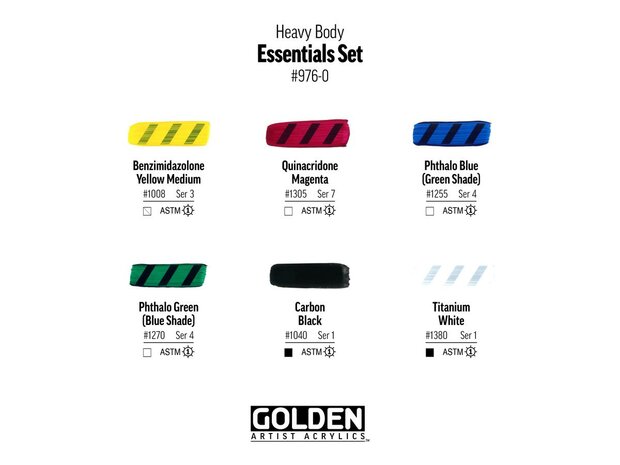 Essentials set 6 x 59 ML Golden Heavy Body Acrylverf