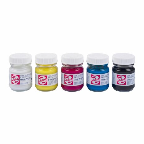 Plakkaatverf Primaire kleuren set Extra fijn (Gouache Extra fine) Royal Talens 5 x 50 ml flacons