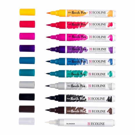 Set van 10 Galaxy kleuren Ecoline Brushpennen in kartonnen etui van Talens