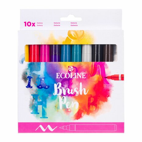 Set van 10 Galaxy kleuren Ecoline Brushpennen in kartonnen etui van Talens