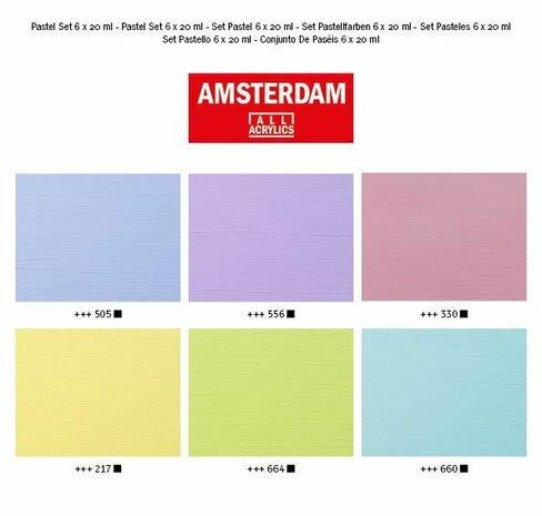 6 x 20 ML Pastel kleuren set Amsterdam Standard Series Acrylverf