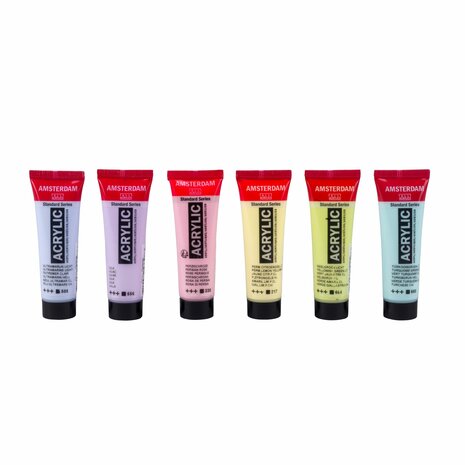 6 x 20 ML Pastel kleuren set Amsterdam Standard Series Acrylverf