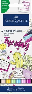 6 x Kawaii kleuren set Goldfaber alcohol-basis sketchmarkers van Faber Castell Set 811