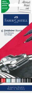 6 x Car Design kleuren set Goldfaber alcohol-basis sketchmarkers van Faber Castell Set 813